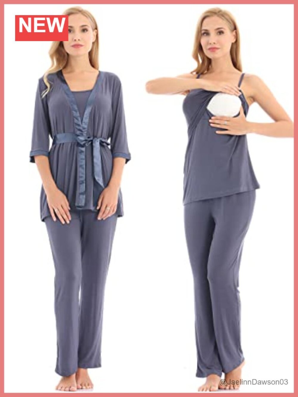 Maternity Nursing Pajama Set 3 Piece Modal Sleepwear Breastfeeding